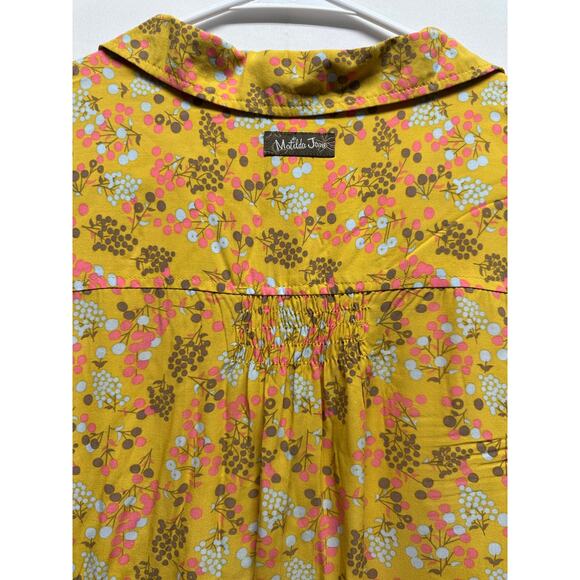 Matilda Jane Yellow Floral Button Blouse Lace Detail Size L Whimsy - Picture 10 of 12